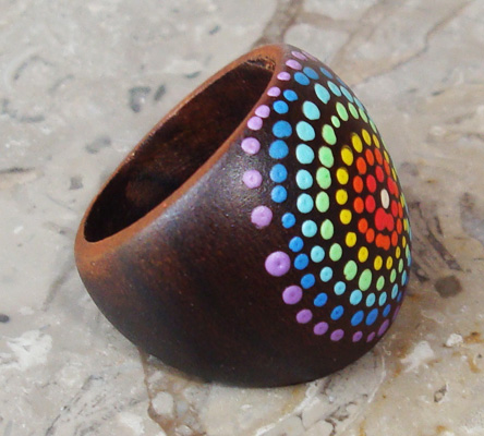 Wooden Ring From Sono Wood With Handpainted
