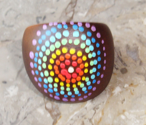 Wooden Ring From Sono Wood With Handpainted
