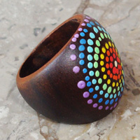 Wooden Ring From Sono Wood With Handpainted