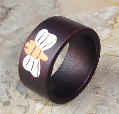 Wooden Ring From Sono Wood With Handpainted