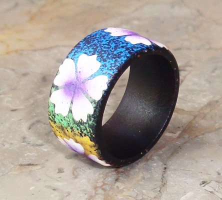 Wooden Ring From Sono Wood With Handpainted
