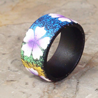 Wooden Ring From Sono Wood With Handpainted