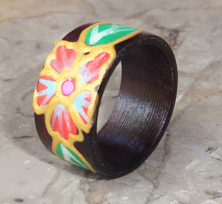 Wooden Ring From Sono Wood With Handpainted
