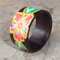 Wooden Ring From Sono Wood With Handpainted