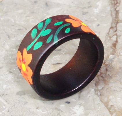 Wooden Ring From Sono Wood With Handpainted