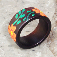 Wooden Ring From Sono Wood With Handpainted
