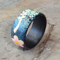Wooden Ring From Sono Wood With Handpainted