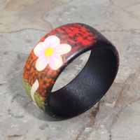 Wooden Ring From Sono Wood With Handpainted