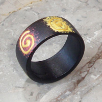 Wooden Ring From Sono Wood With Handpainted