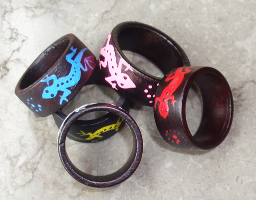 Wooden Ring From Sono Wood With Handpainted