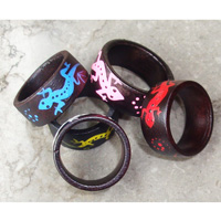 Wooden Ring From Sono Wood With Handpainted