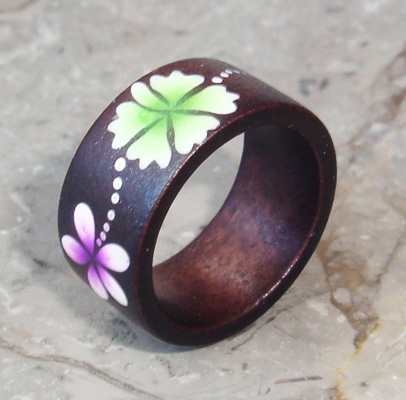 Wooden Ring From Sono Wood With Handpainted