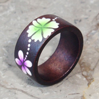 Wooden Ring From Sono Wood With Handpainted