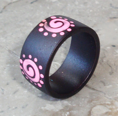 Wooden Ring From Sono Wood With Handpainted