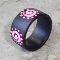 Wooden Ring From Sono Wood With Handpainted