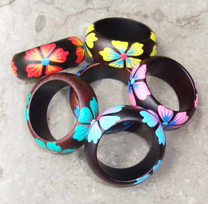 Wooden Ring From Sono Wood With Handpainted