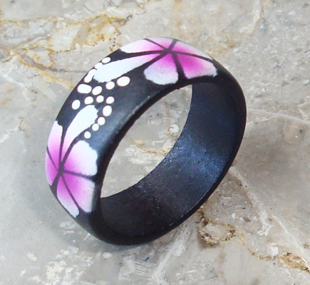 Wooden Ring From Sono Wood With Handpainted