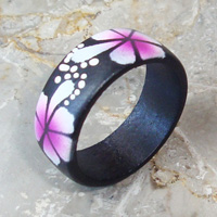 Wooden Ring From Sono Wood With Handpainted