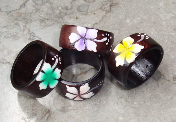 Wooden Ring From Sono Wood With Handpainted