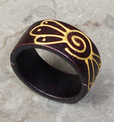 Wooden Ring From Sono Wood With Handpainted