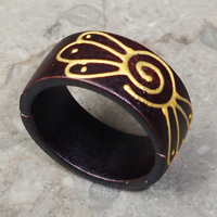 Wooden Ring From Sono Wood With Handpainted