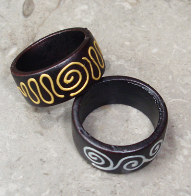Wooden Ring From Sono Wood With Handpainted
