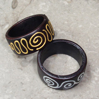 Wooden Ring From Sono Wood With Handpainted
