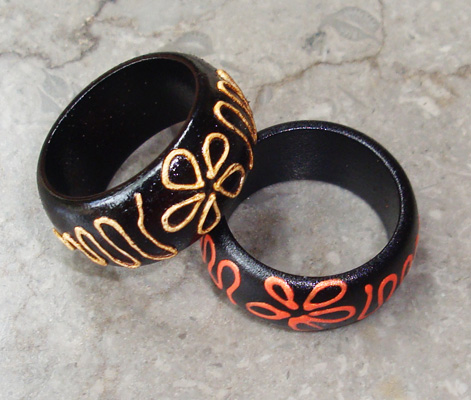 Wooden Ring From Sono Wood With Handpainted