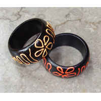 Wooden Ring From Sono Wood With Handpainted