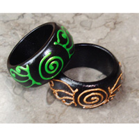 Wooden Ring From Sono Wood With Handpainted