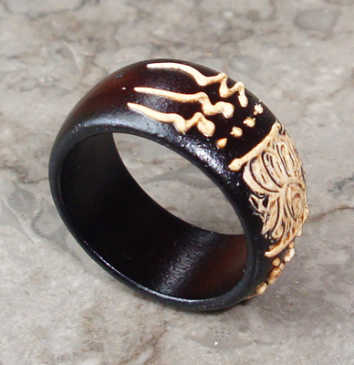 Wooden Ring From Sono Wood With Handpainted