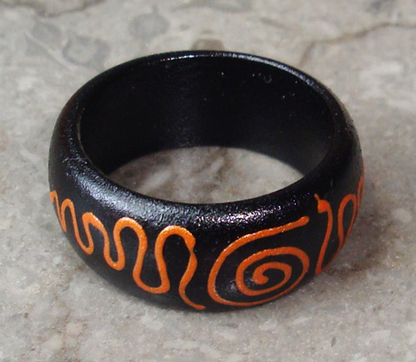 Wooden Ring From Sono Wood With Handpainted