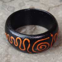 Wooden Ring From Sono Wood With Handpainted
