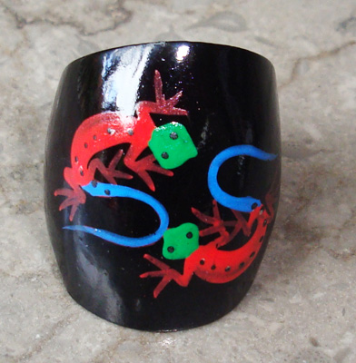 Wooden Ring From Sono Wood With Handpainted