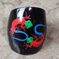 Wooden Ring From Sono Wood With Handpainted