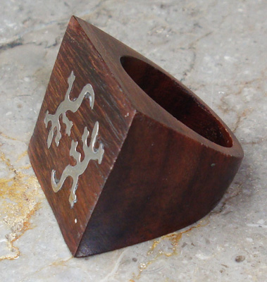 Wooden Ring From Sono Wood Inlaid With Stainless 