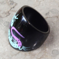 Wooden Ring From Sono Wood With Handpainted