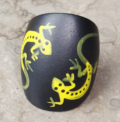 Wooden Ring From Sono Wood With Handpainted