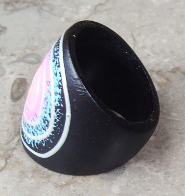 Wooden Ring From Sono Wood With Handpainted
