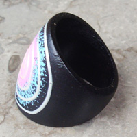 Wooden Ring From Sono Wood With Handpainted
