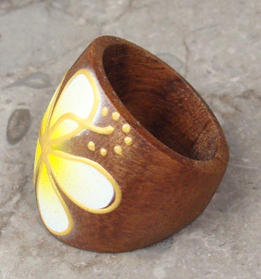 Wooden Ring From Sono Wood With Handpainted