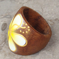 Wooden Ring From Sono Wood With Handpainted