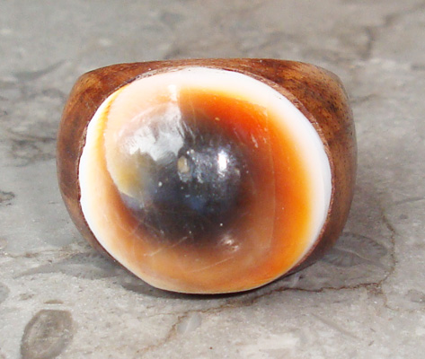 Wooden Ring From Sono Wood Inlaid With Shell