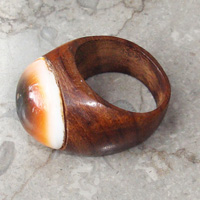 Wooden Ring From Sono Wood Inlaid With Shell