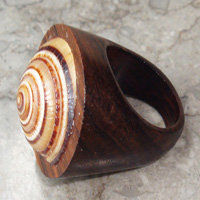 Wooden Ring From Sono Wood Inlaid With Shell