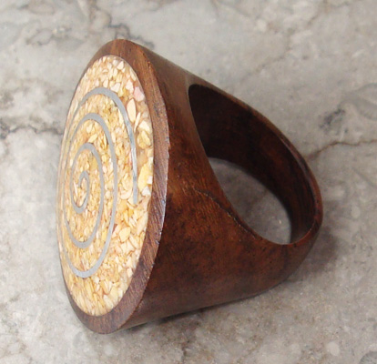 Wooden Ring From Sono Wood Inlaid With Sand