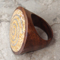 Wooden Ring From Sono Wood Inlaid With Sand