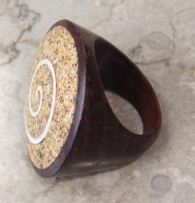 Wooden Ring From Sono Wood Inlaid With Sand
