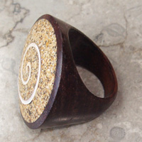Wooden Ring From Sono Wood Inlaid With Sand