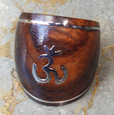 Wooden Ring From Sono Wood Inlaid With Stainless 